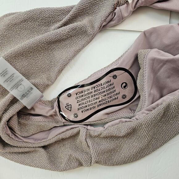 Good American Sparkle Rib Good Waist Cheeky Bikini Bottom Lilac Plus 2X Beach - Picture 4 of 9